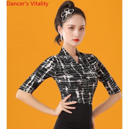 Latin dance practice clothes female adult modern dancing tops professional performance dance clothing practice clothes