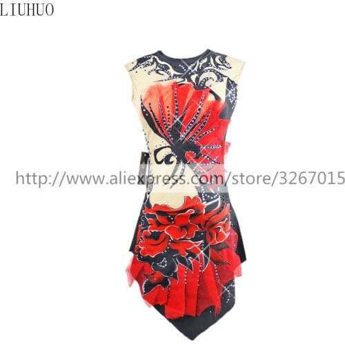 LIUHUO Women rhythmic gymnastics leotards for girls performance suit Artistic gymnastics Ice Skating dress Ballet Dance Red