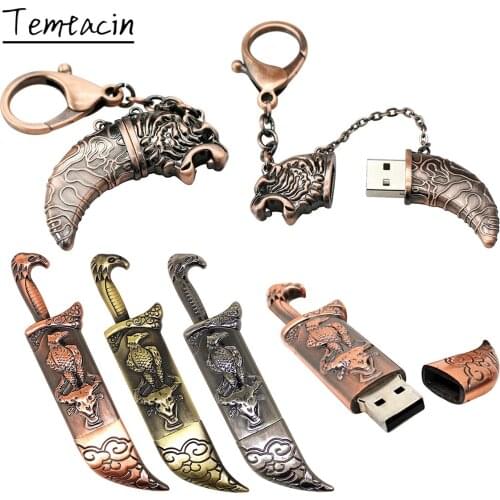 Metal Dagger Knife Model USB Flash Drive 64G Broadsword Pen Drive 8GB 16GB 32GB 128GB 256GB Pendrive Waterproof USB Memory Stick