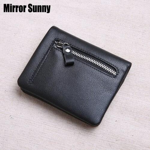 Mini Wallet Female Genuine Leather Short Mens Wallet Leather Korean Youth Ultra-thin Vertical Wallet Soft Leather Coin Purse