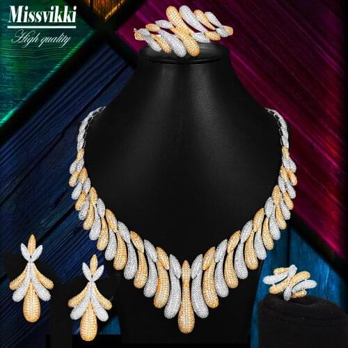 Missvikki Luxury Choker Statement Necklace 4PCS Nigerian Bridal Jewelry Sets For Women Wedding Zircon Dubai Indian jewelry Sets