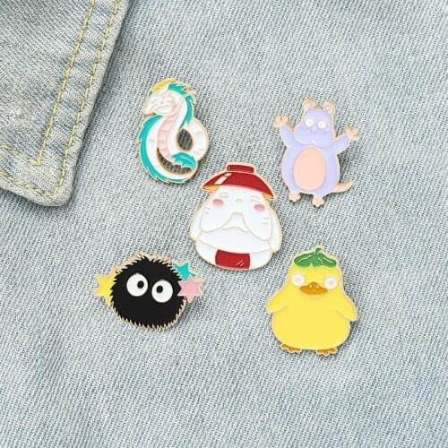 Fashion Cartoon Briquettes White Dragons Cat Cute Animal Brooches Creative High-end All-match Backpacks Clothing Accessories