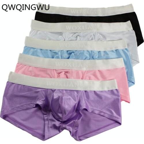 5PCS/Lot Male Underwear Bright Silky Men Underwear Cueca Boxer Short Calzoncillos Hombre Underpants Underwear Men Boxrs