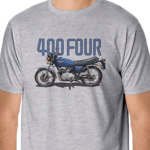 New Fashion MenS Short Sleeve Classic Retro 400 Four Motorcycle T-Shirt Basic Tops