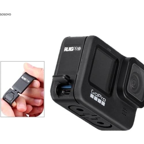 Upgrade Metal Battery Side Cover Removable Battery Door Lid Charging Case Port Silicone Case Set For GoPro 9 Camera Accessories