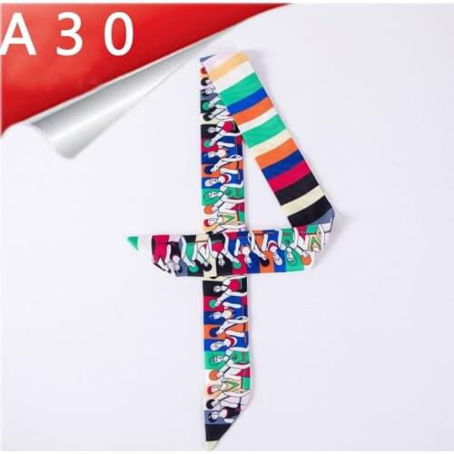 Womens Team Printed Silk Scarf New Style Tied Bag Ladies Luxury Brand Small Foulard Long Scarf Shawl Female Hair Scarf C114