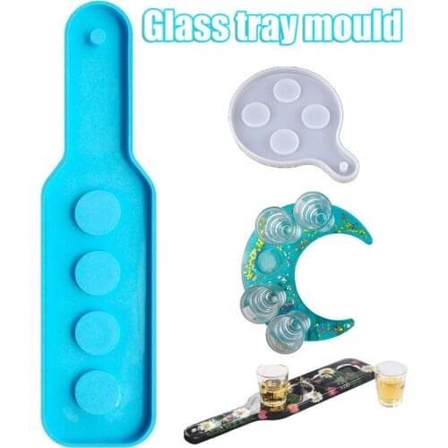 Hot Sale Shots Glass Serving Tray Silicone Mold 4 and 5 Hole Wine Glass Holder Beers Serving Board for Party Home DIY Craft Deco