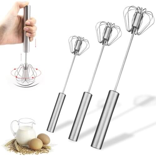 Semi Automatic Egg Beater Stainless Steel Stirrer Manual Self Turning Baking Cooking Cream Whisk Kitchen Accessories Egg Tools