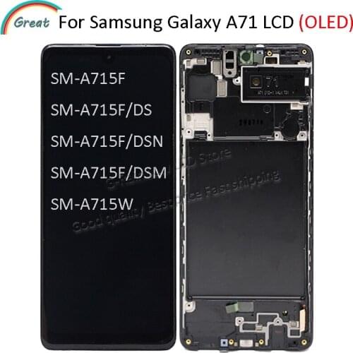 OLED For Samsung Galaxy A71 LCD Touch Digitizer Sensor Assembly For Samsung A715 A715F A715FD LCD with frame support fingerprint