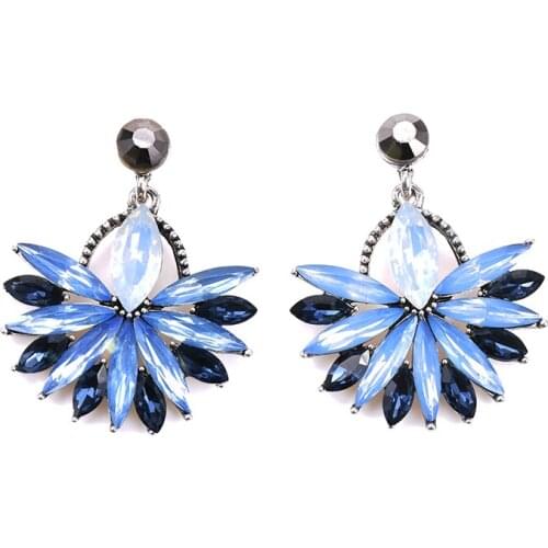 New Vintage Fan Rhinestone Earrings Luxury Starburst Pendant Crystal Statement Stud Earrings Jewelry For Women