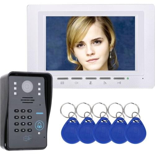 MOUNTAINONE 7" TFT RFID Password Video Door Phone Intercom System Wth IR Camera 1000 TV Line Access Control System