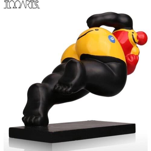 Tooarts Sculpture Dashing Fat Woman Fiberglass Sculpture Exaggerative Modeling Decorative Ornament For Home Office