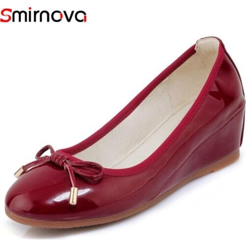 Smirnova 2018 sweet spring autumn women pumps wedges round toe shoes wedding party shoes classic elegant retoring women shoes
