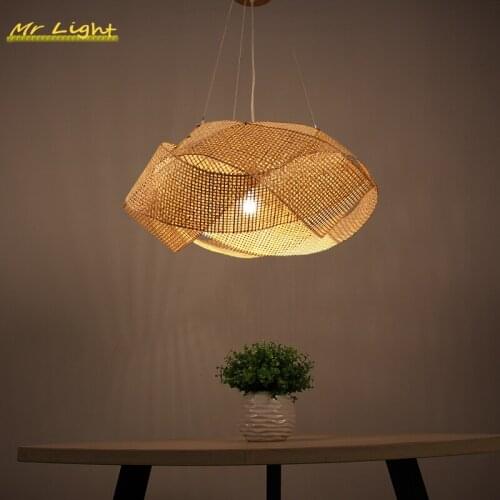 Modern Creative Pendant Lights Lighting Chinese Classical Hand Knitted Bamboo Pendant Lamp LOFT Kitchen Hanging Lamps Luminaries