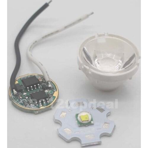 1set Cree XM-L LED T6 White Light + 3.7V Driver + Lens with Base Holder