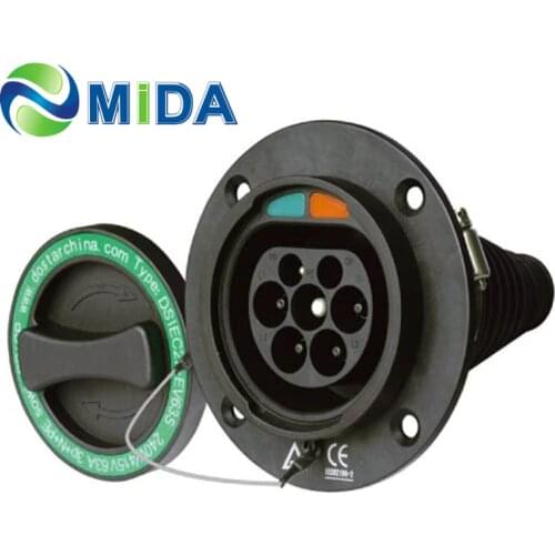 Three Phase 32Amp IEC 62196 Type 2 Male Socket EV AC Charging Inlet Socket