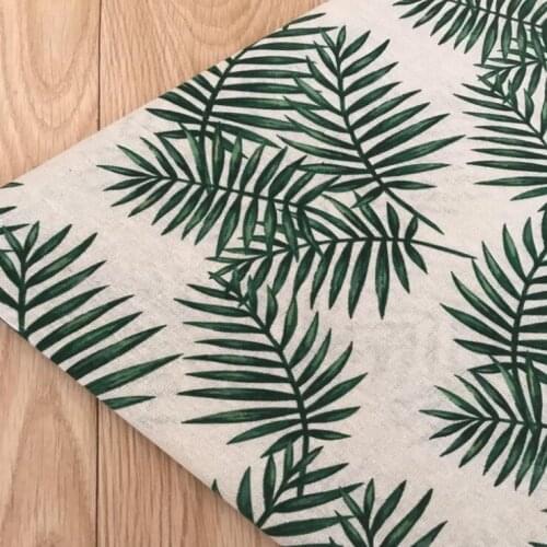 Concise Green Leaf Printing Cotton Linen Fabric Wear-Resistant Patchwork Textile Cotton Linen Canvas Flax Cloth For DIY Quilting