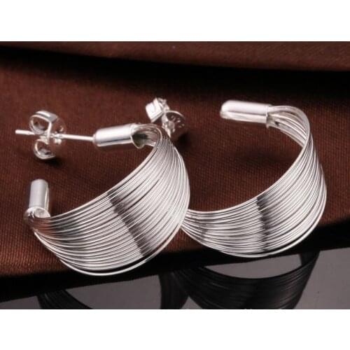 Factory price E005 wholesale chain stud silver colorearring high quality fashion classic jewelry Nickle free /antiallergic