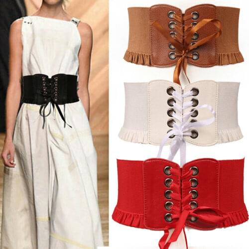 2019 New Black White Wide Corset Lace Belt Female Self Tie Obi Cinch Waistband Belts for Women Wedding Dress Waist Band