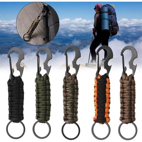 2021Hot Outdoor Keychain Key Ring Pendant Camping Paracord Cord Rope Camping Survival Kit Emergency Knot Bottle Opener Key Chain