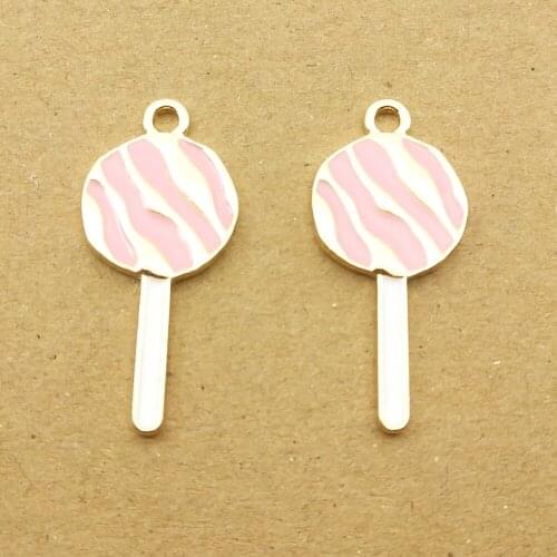 10pcs 13x28mm enamel sweet lollipop charm for jewelry making cute earring pendant bracelet necklace charm