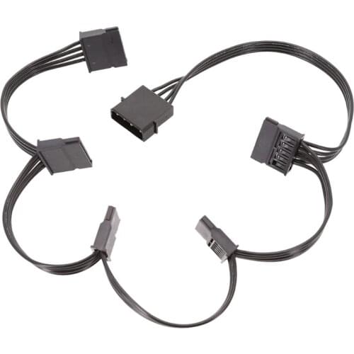 SATA 4-Pin Power Adapter Line IDE 4Pin to 5 SATA Female Power Extension Cable Splitter IDE to SATA Connector