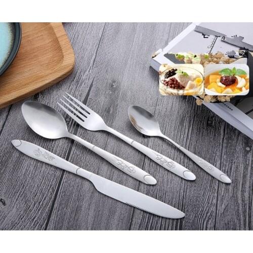 4pcs/set 304 Stainless Steel Rose Flatware Sets Gold Plated Cutlery Set Tableware Silverware Dinner Fork Spoon Knife PO 005