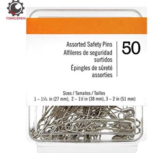 50Pcs Metal Safety Pins Sewing Pins Assorted Size Needles Accessories for Needlework Sewing Nickel Plated Steel Sewing Accessory
