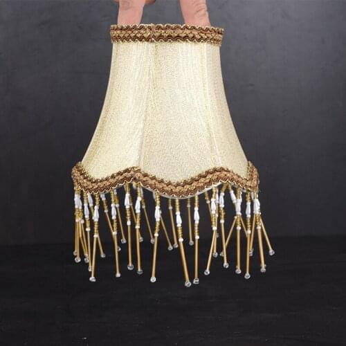 Art deco lamp shade with crystal candle pendant in light shade Nordic style Fabrib light cover in golden color