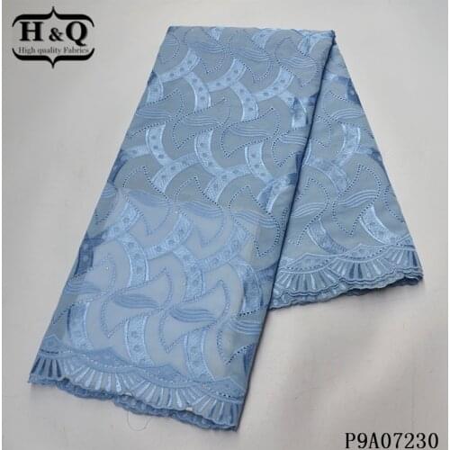 H&Q african swiss voile lace embroidery with stones 5 yard cotton nigerian lace fabric 2021 high quality french tulle for sewing