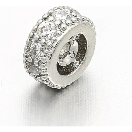 6mm*3mm 2019 big hole Beads copper micro-inlaid zircon CZ accessories for DIY necklace bracelets jewelry findings