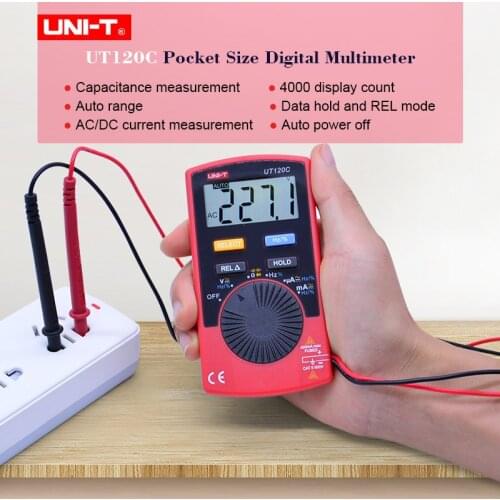UNI-T UT120C Pocket Size Digital Multimeter Auto range Data hold AC DC voltmeter Ammeter Resistance Capacitance Frequency Tester