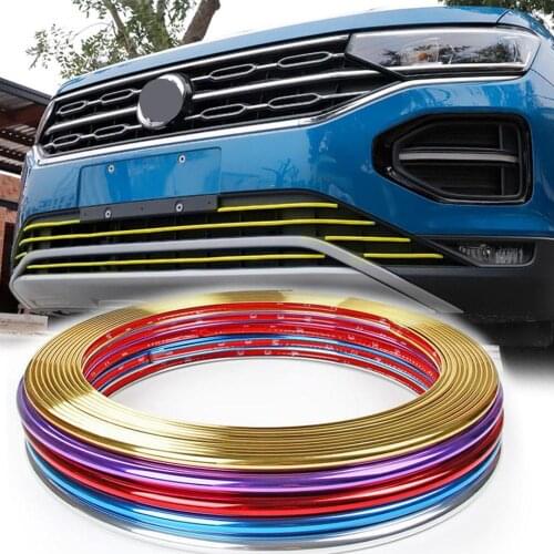 8M Car Decor Car Wheel Rim Protector Sticker Chrome Moulding Strip Trim Grille Bumper Decoration Tire Hub Lights Exterior
