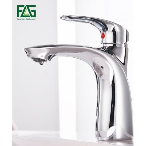 FLG Basin Faucets Solid Brass Chrome Modern Bathroom Sink Faucet Single Handle Washbasin Hot Cold Mixer Water Tap Torneira