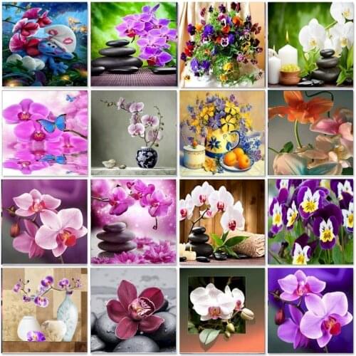GATYZTORY Diamond Painting Kits Iris Picture Rhinestones Flower Diamond Embroidery Cross Stitch Handmade Home Decoration