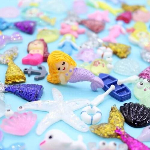100g Mixed Ocean Series Resin Cabochon, Mini Epoxy Slime Clay Crystal Mud Ocean Charm, DIY Wishing Bottle Filling Material