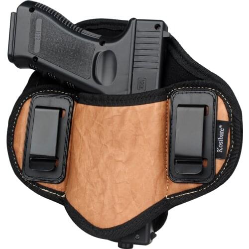 Kosibate Hunting Holster PU Leather Concealed for Gun Pistol Glock 17 19 23 32 Sig Sauer P250 P224 Beretta 92 Taurus Pancake IWB