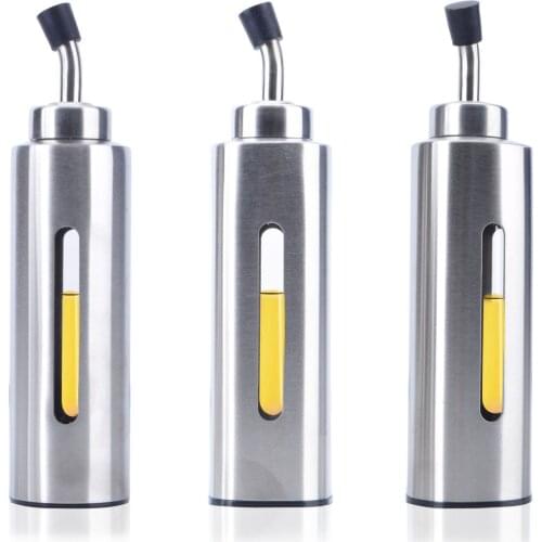 Kitchen Tableware Gravy Boats Stainless steel acrylic Visual Leak Window Proof Curved Oil Bottle Pot Can