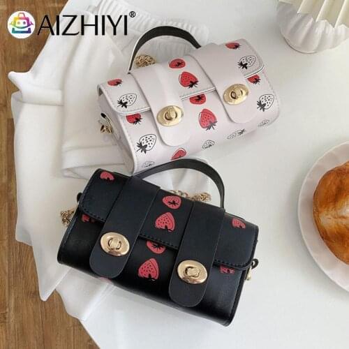 Fashion Women Print Shoulder Pouch PU Leather Chain Top-handle Handbags Female Single Shoulder Messenger Bag Streetwear