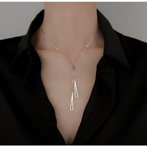 Trendy Desgin Geometric Triangle Necklace Adjustable Clavicle Chain Necklaces for Women Fashion Party Jewelry Gift Drop Shipping