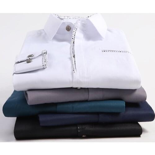 BROWON Spring Autumn Casual Shirt for Men Single Button Long Sleeve Shirt Party Korean Style Turn Down Collar Slim Men Shirt