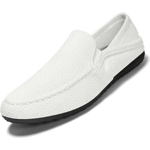 2021 New Summer Autumn Hemp Mens Shoes Breathable Men Vulcanized Shoes Slip Wear Mens Flat Shoes Soft Casual Shoes Size 44