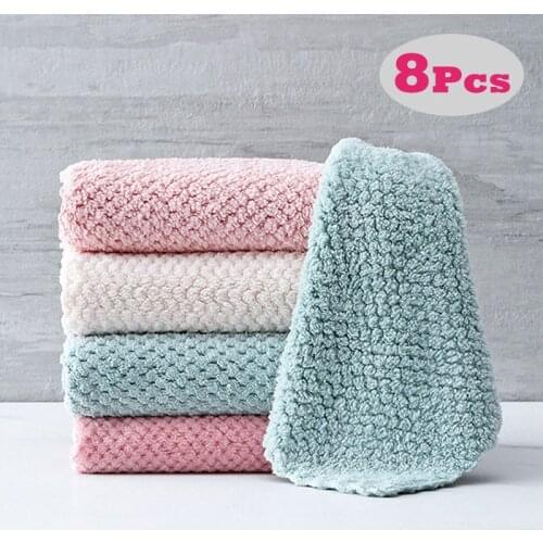 Soft Microfiber Kitchen Towels Super Absorbent Dish Cloth Anti-grease Wipping Rags Non Stick Oil Household Cleaning Towel