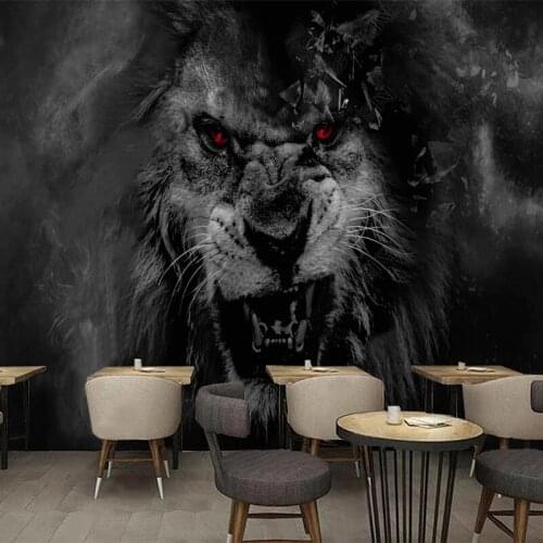 Custom Any Size Mural Wallpaper Modern Creative Art Animal Lion Tooling Bar Restaurant Background Wall Painting Papel De Parede