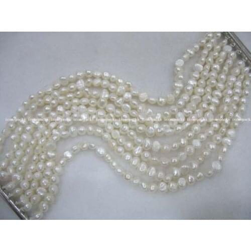 Natural 8rows 7.5" white baroque freshwater pearl bracelet