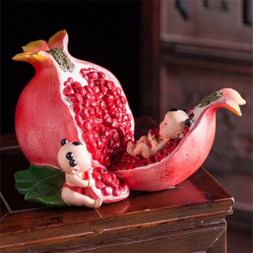 NEW CHINESE FUWA ART SCULPTURE CHINESE FUWA PUNICA GRANATUM FIGURINE CHARACTER STATUE RESIN CRAFT HOME DECORATION GIFT R5291