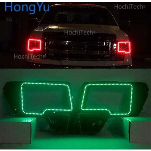 Latest Headlight Multi-color RGB LED Angel Eyes Halo Ring Eye DRL RF Remote Control for Ford F-150 F150 2009--2014 Accessories