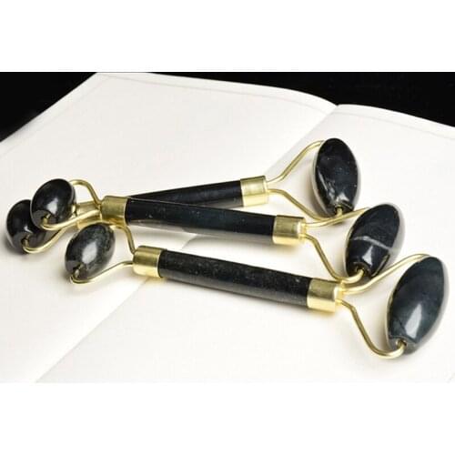 New Black Obsidian Facial Massage Jade Roller Double Heads Jade Stone Massager Eye Neck Thin Lift Slimming Relaxing Tool