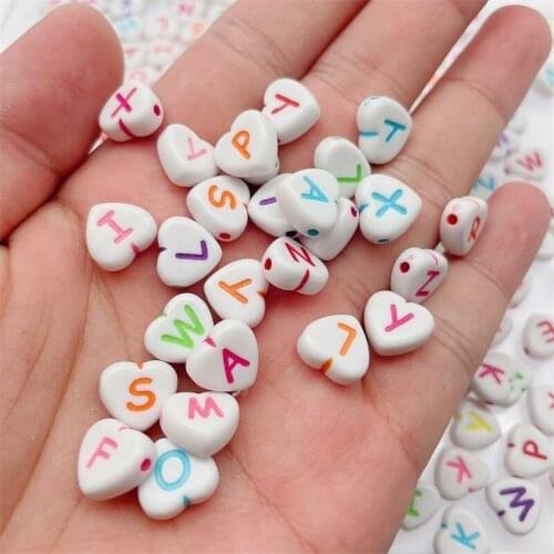 Peixin 100Pcs Charm Colorful Heart-shaped Letter Beads Love Alphabet Spacer Beads DIY Bracelet Jewelry Making Supplies Wholesale