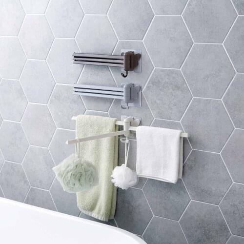 Plastic Bathroom Towel Holder 3 Swivel Towel Rail Hanger badkamer Shelf Rotate Towel Hat Rack Handdoek Houder